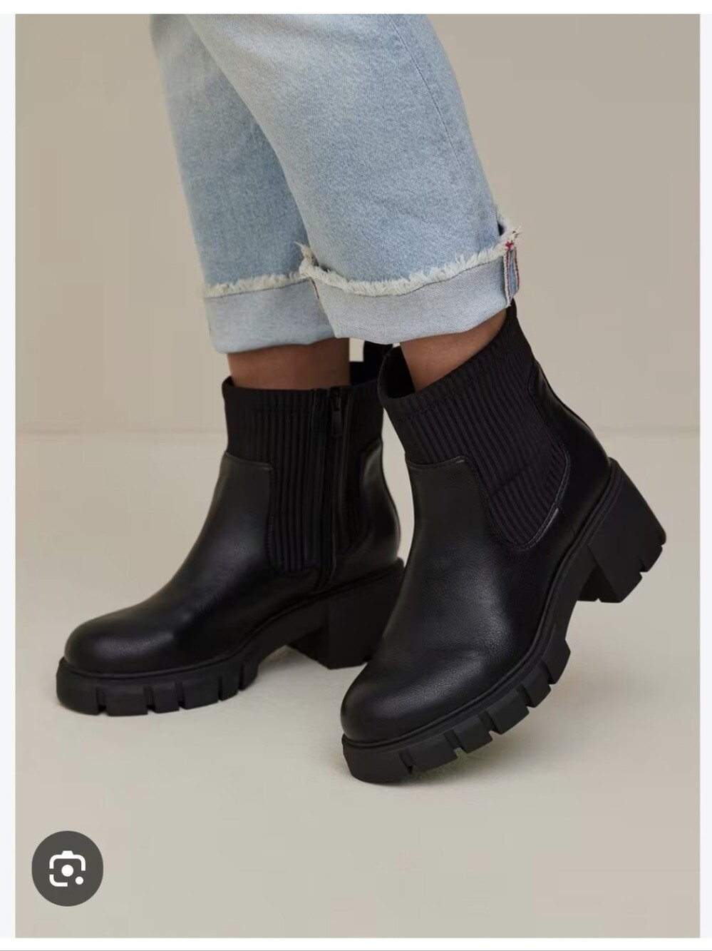 Steve Madden Black Lug-Sole Chelsea Ankle Boots